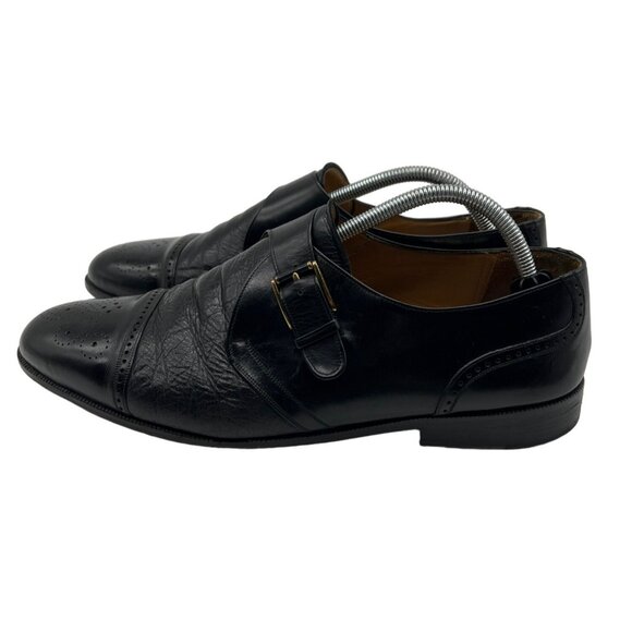 Mezlan Athens Cap Toe Black Leather Monk Strap Dress Shoes Men\'s Size 11 main image 7